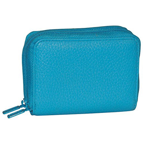 Genuine Leather Card Holder 9 Compartments Color Turquoise 